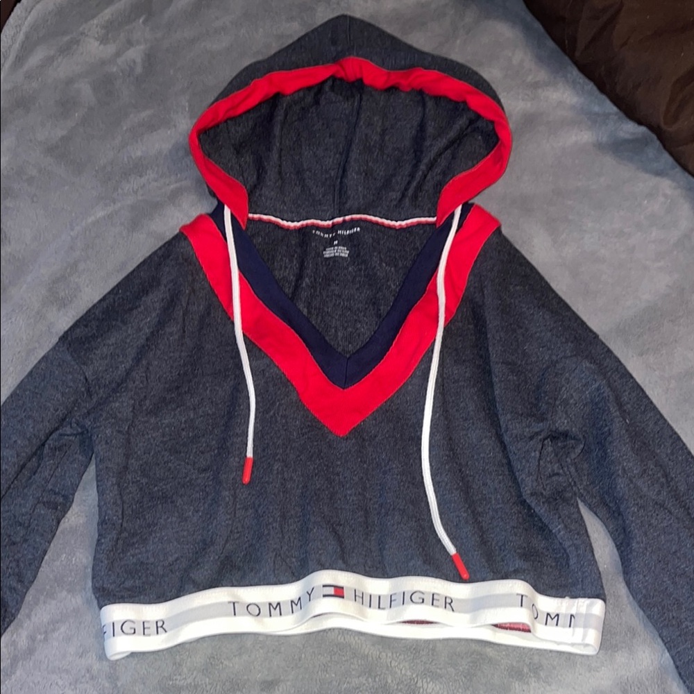 Tommy Hilfiger Gray and Red Hoodie